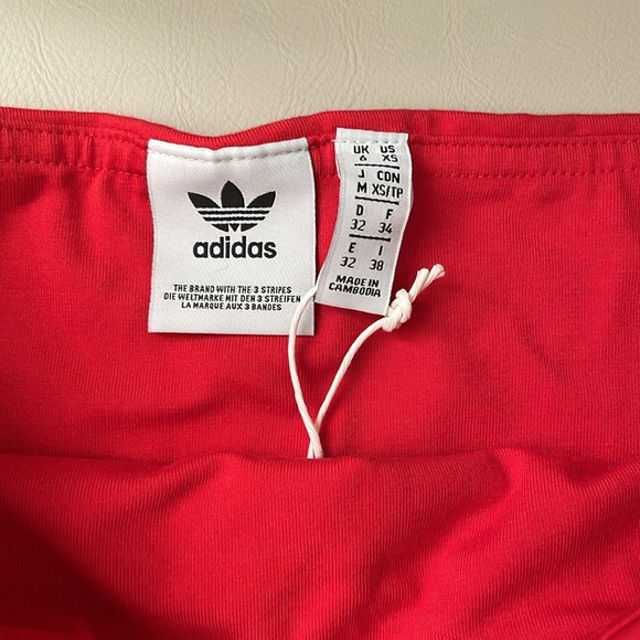 ✴️ NWT ADIDAS ORIGINALS RED TUBE TOP WHITE SIZE XS EXTRA SMALL - Picture 2 of 4
